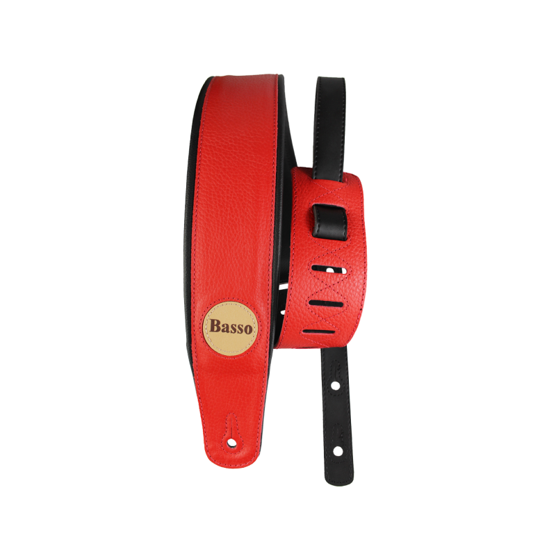 CORREA BASSO PARA GUITARRA Y BAJO SERIE CUERO ROJA | MÚSICA BILBAO