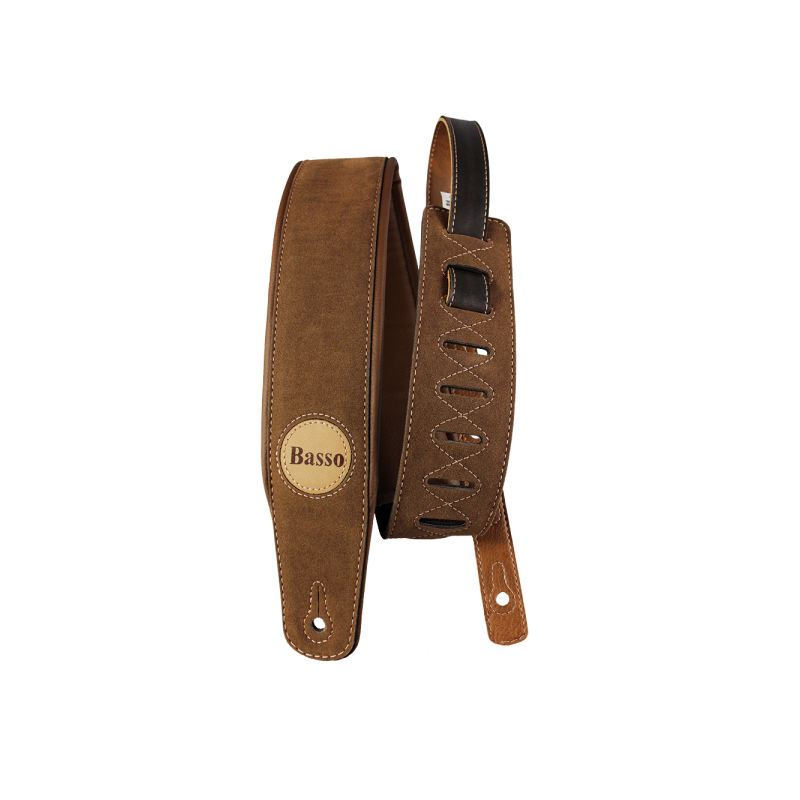CORREA BASSO PARA GUITARRA Y BAJO SERIE ANTE SINTÉTICO MARRÓN ACOLCHADA | MÚSICA BILBAO