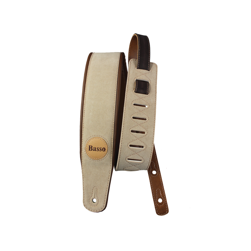 CORREA BASSO PARA GUITARRA Y BAJO SERIE ANTE SINTÉTICO BEIGE ACOLCHADA | MÚSICA BILBAO