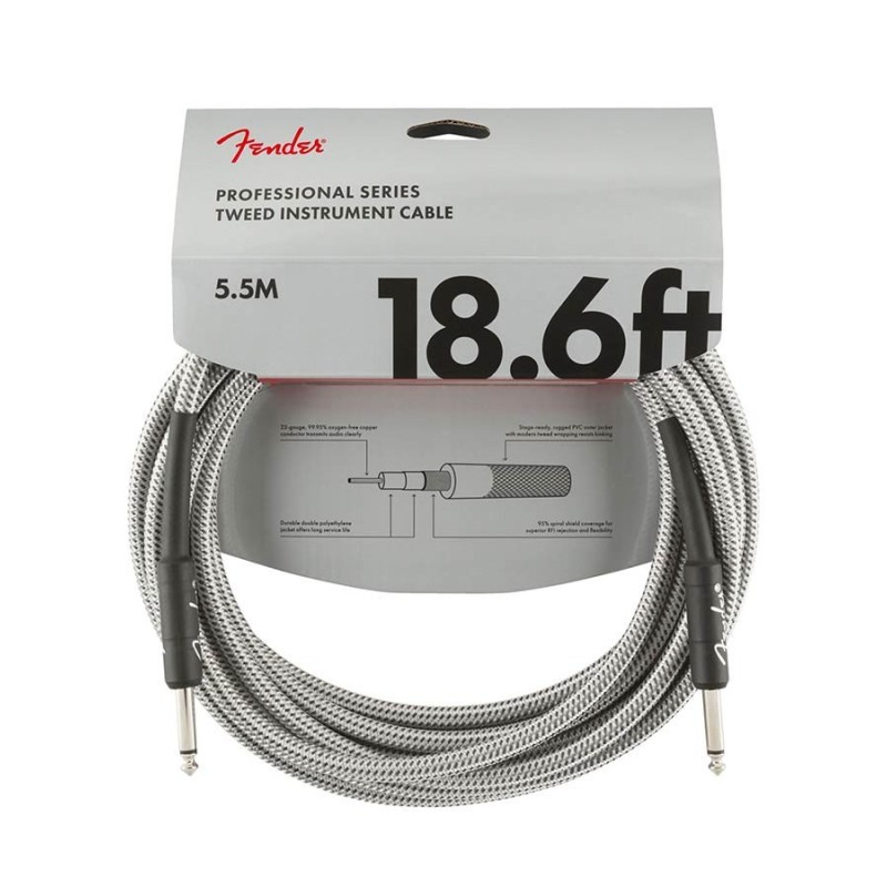 Cable jack/jack Fender 5.5m tweed blanco