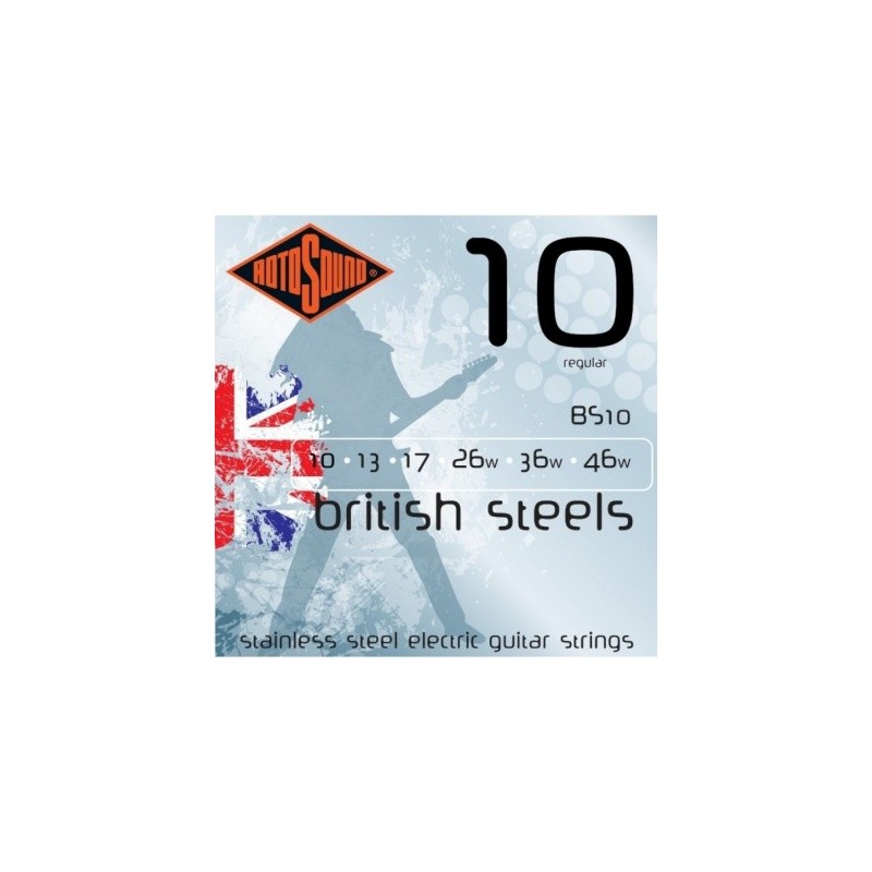 JUEGO DE CUERDAS ROTOSOUND PARA GUITARRA ELÉCTRICA BRITISH STEELS 10-46