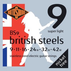 JUEGO DE CUERDAS ROTOSOUND PARA GUITARRA ELÉCTRICA BRITISH STEELS 9-42