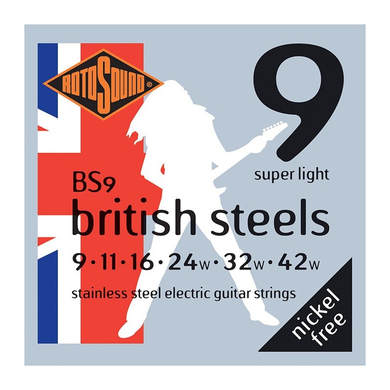 JUEGO DE CUERDAS ROTOSOUND PARA GUITARRA ELÉCTRICA BRITISH STEELS 9-42