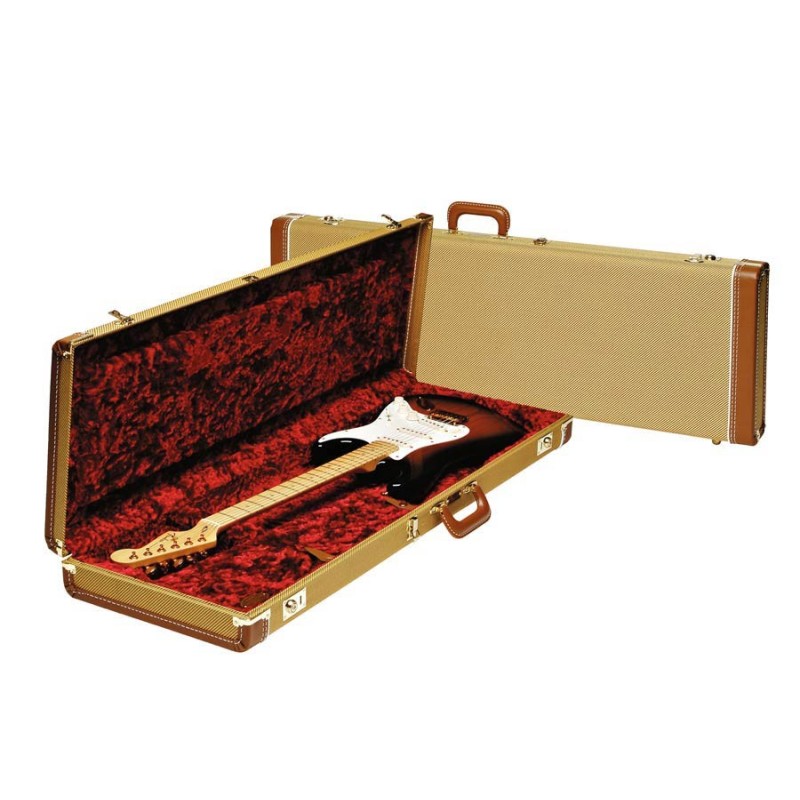 Estuche Deluxe Fender eléctrica tweed/rojo