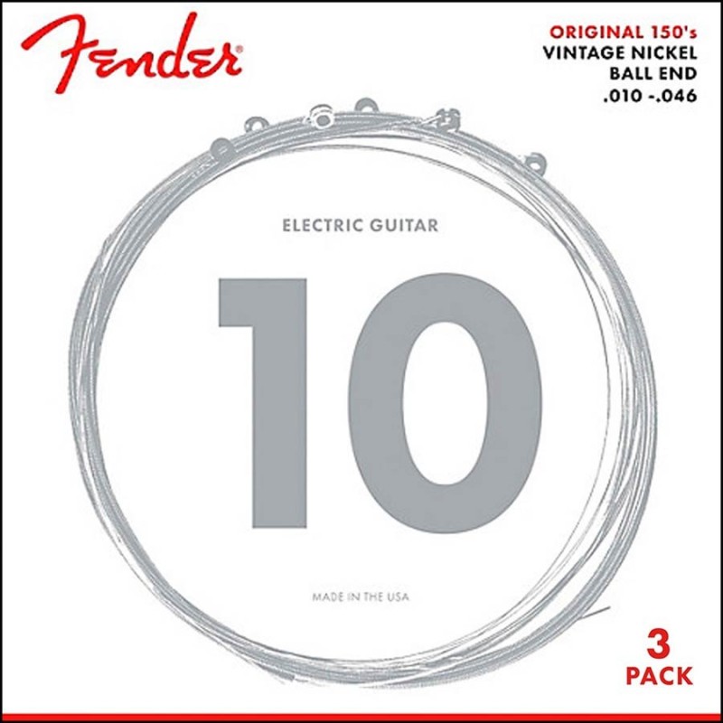 JUEGO DE CUERDAS ELÉCTRICA FENDER NÍQUEL PURO REGULAR 010 - 046 PACK DE 3 UNIDADES