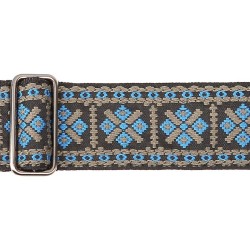 CORREA GAUCHO SERIE TRADICIONAL PARA GUITARRA 50mm CUERO AZUL Y GRIS