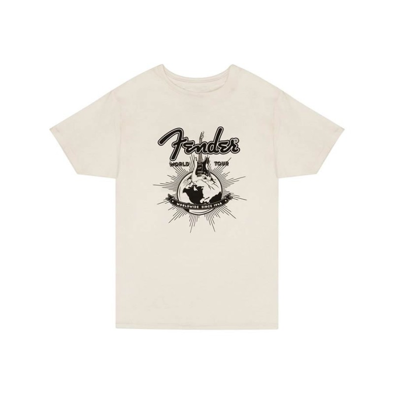Camiseta gira mundial Fender vintage blanca XXL | MÚSICA BILBAO