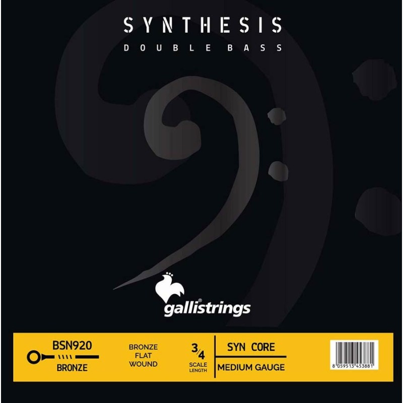 3/4 scale double bass set, synthetic core and bron