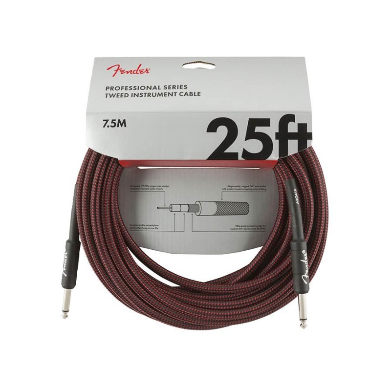 Cable jack/jack Fender 7.5m tweed rojo | MÚSICA BILBAO