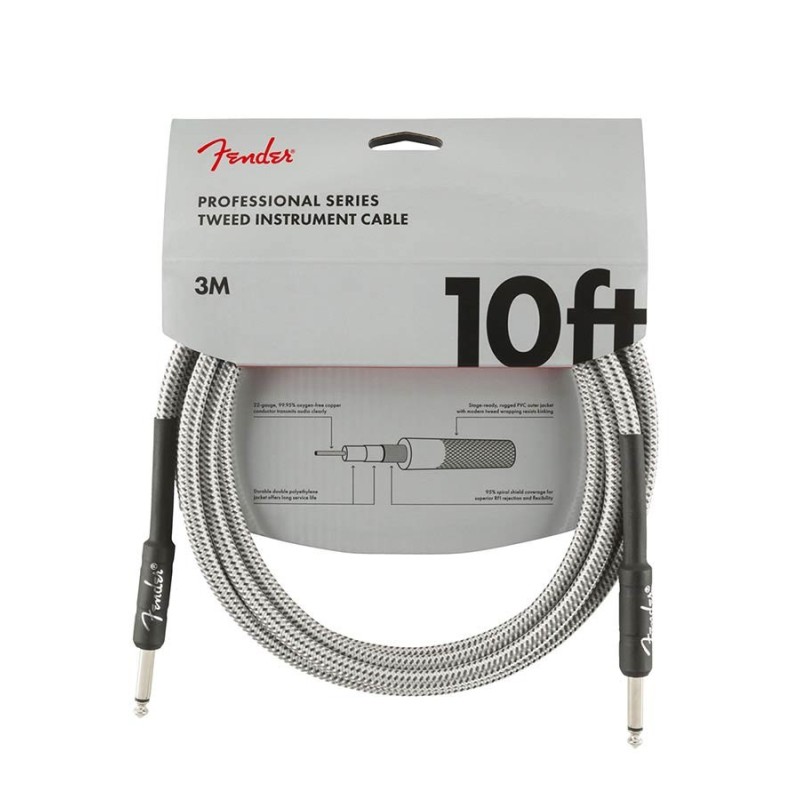 Cable jack/jack Fender 3m de tweed blanco | MÚSICA BILBAO
