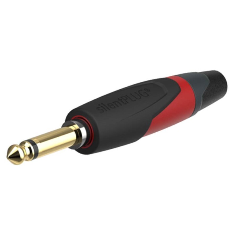 jack plug, 6,3 mm, 2-pole, gold contacts, silent