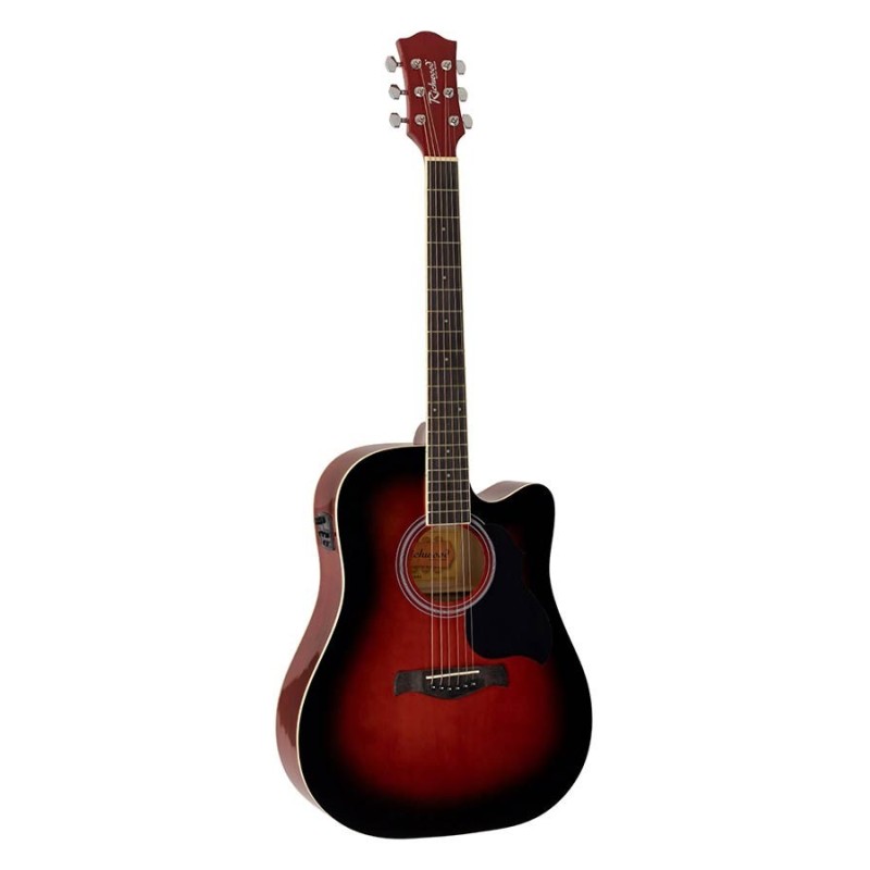 GUITARRA ACÚSTICA RICHWOOD ELECTRIFICADA DREADNOUHT ROJO SUNBURST