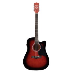 GUITARRA ACÚSTICA RICHWOOD ELECTRIFICADA DREADNOUHT ROJO SUNBURST