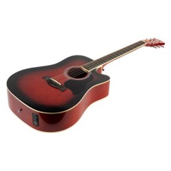 GUITARRA ACÚSTICA RICHWOOD ELECTRIFICADA DREADNOUHT ROJO SUNBURST