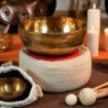 brass singing bowl 12cm, with mallet - felt ring -