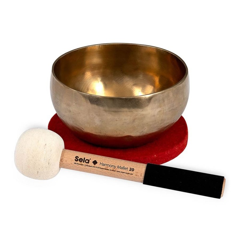 brass singing bowl 15cm, with mallet - felt ring -