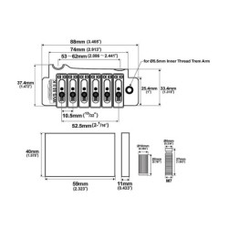 TRÉMOLO WILKINSON 2-PUNTOS PASO 10,5mm NEGRO