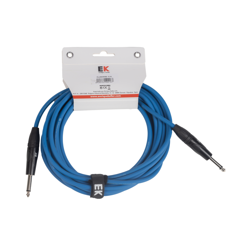 CABLE EK AUDIO PARA GUITARRA JACK RECTO-RECTO 3M AZUL