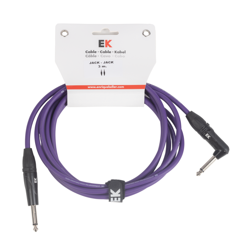 CABLE EK AUDIO PARA GUITARRA JACK RECTO-ACODADO 3M VIOLETA