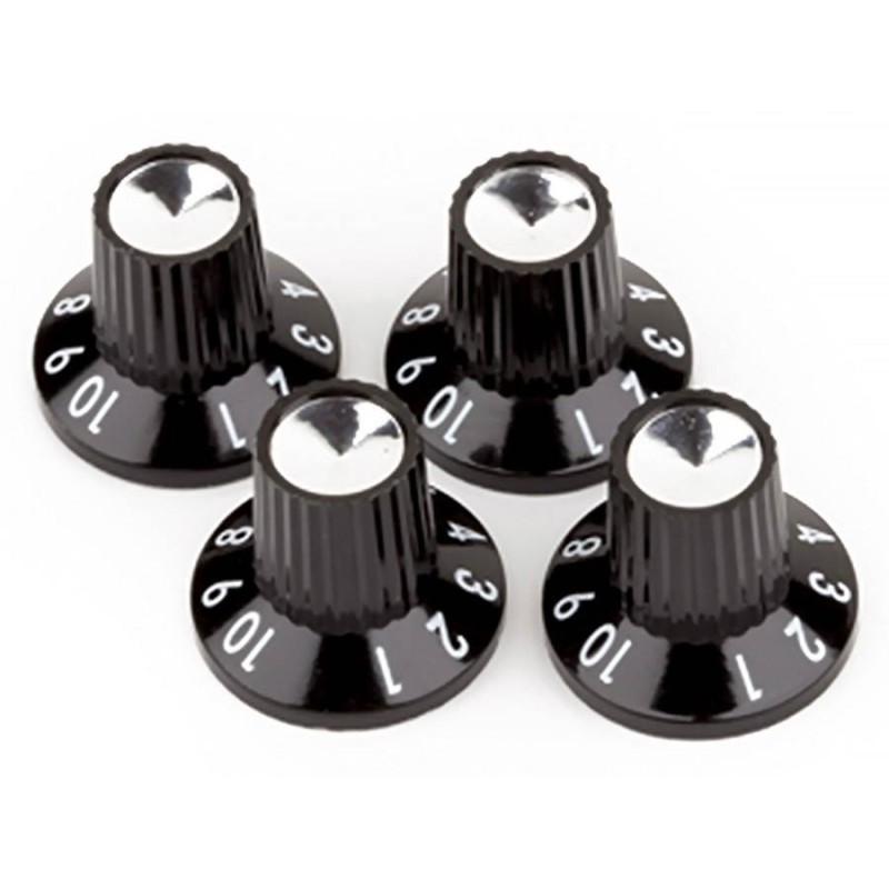 Perillas Fender ampl. a presión negro 4ud | MÚSICA BILBAO