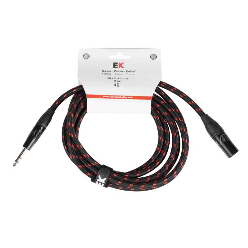 CABLE EK AUDIO JACK ESTÉREO - XLR MACHO DE TELA TRENZADA 3m | MÚSICA BILBAO