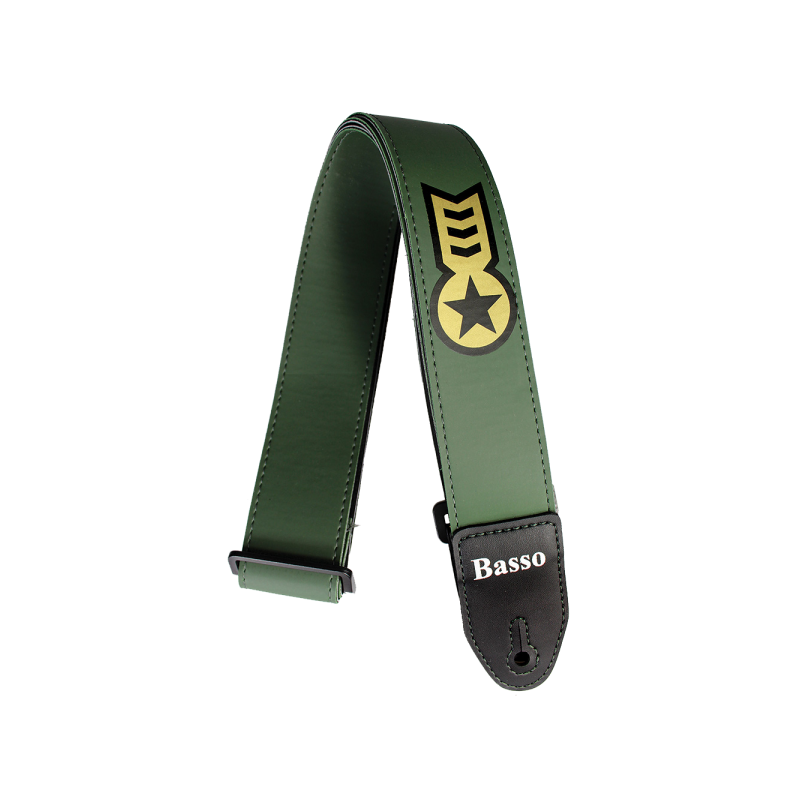 CORREA BASSO PARA GUITARRA Y BAJO SERIE SERIGRAFIADA VERDE MILITAR | MÚSICA BILBAO