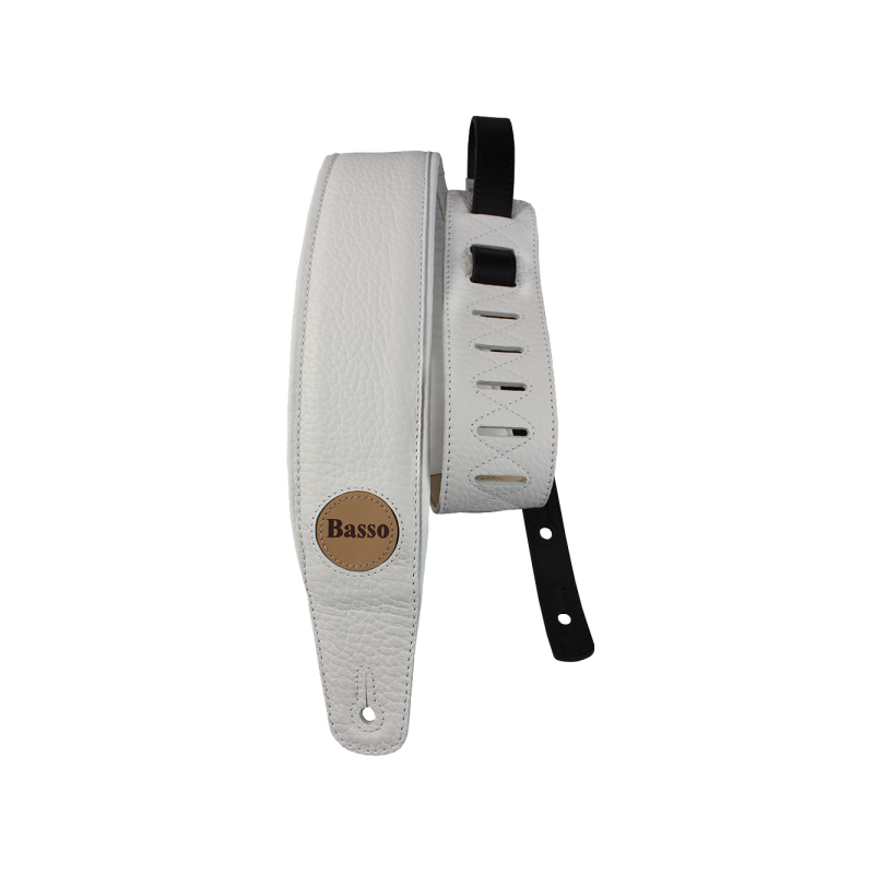 CORREA BASSO PARA GUITARRA Y BAJO SERIE CUERO BLANCO | MÚSICA BILBAO