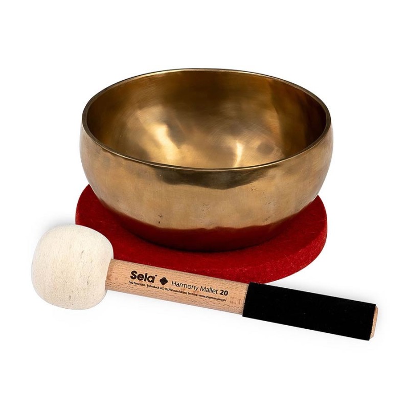 brass singing bowl 17cm, with mallet - felt ring - | MÚSICA BILBAO
