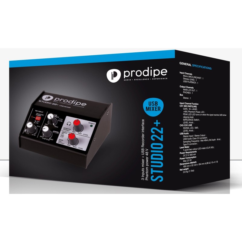 TARJETA DE SONIDO PRODIPE STUDIO 22 PLUS