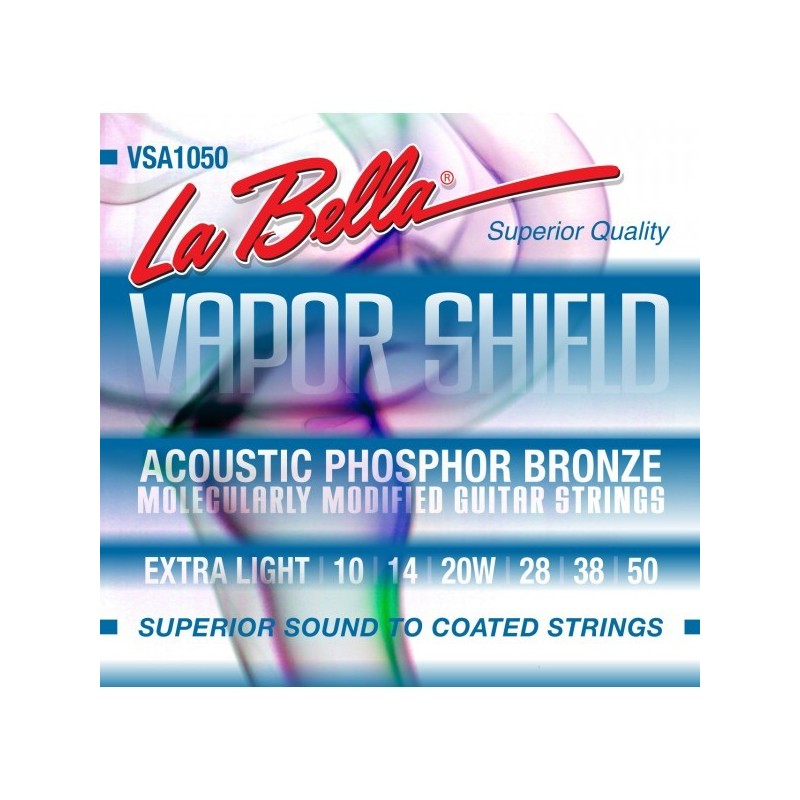 JUEGO DE CUERDAS LA BELLA PARA GUITARRA ACÚSTICA VAPOR SHIELD EXTRA LIGHT | MÚSICA BILBAO