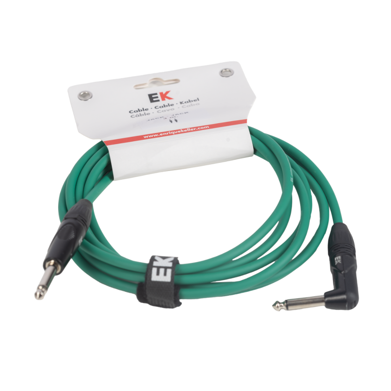 CABLE EK AUDIO PARA GUITARRA JACK RECTO-ACODADO 3M VERDE | MÚSICA BILBAO