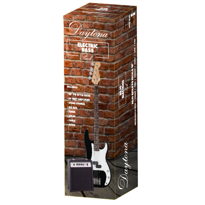 PACK BAJO ELÉCTRICO TIPO PRECISION DAYTONA PGBDBK NEGRO | MÚSICA BILBAO