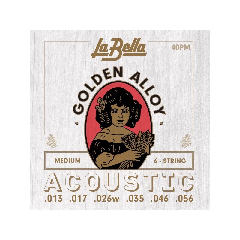 JUEGO DE CUERDAS PARA GUITARRA ACÚSTICA LA BELLA GOLDEN ALLOY MEDIUM 13-56