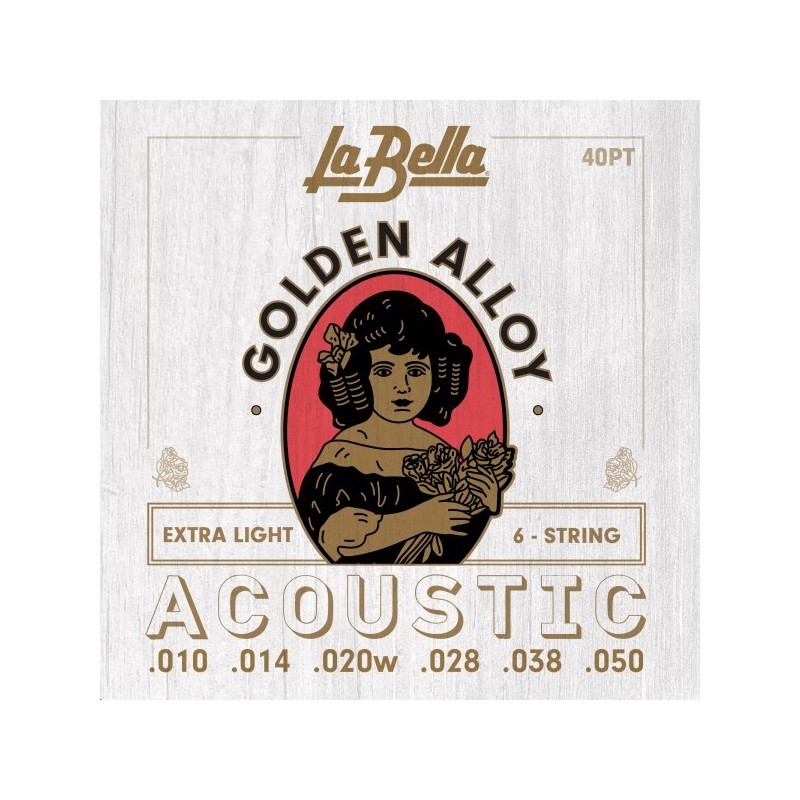 JUEGO DE CUERDAS PARA GUITARRA ACÚSTICA LA BELLA GOLDEN ALLOY EXTRA LIGHT 10-50