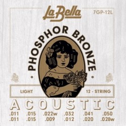 JUEGO DE CUERDAS PARA GUITARRA ACÚSTICA LA BELLA PHOSPHOR 12 CUERDAS LIGHT 11-50