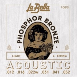 JUEGO DE CUERDAS PARA GUITARRA ACÚSTICA LA BELLA PHOSPHOR LIGHT 12-52