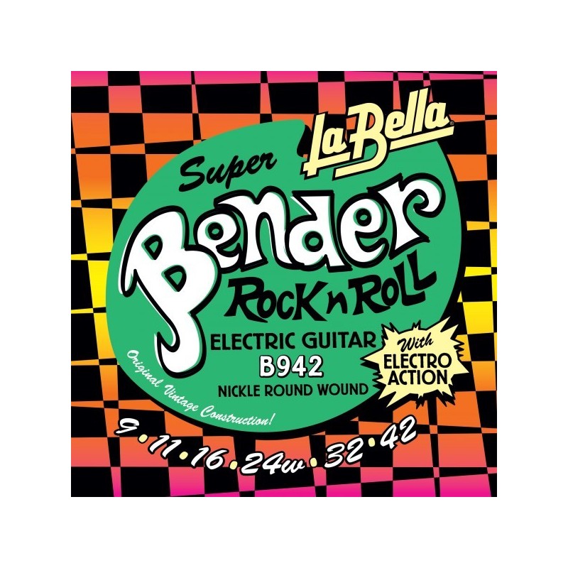 JUEGO DE CUERDAS PARA GUITARRA ELÉCTRICA LA BELLA SUPER BENDER SUPER LIGHT 09-42