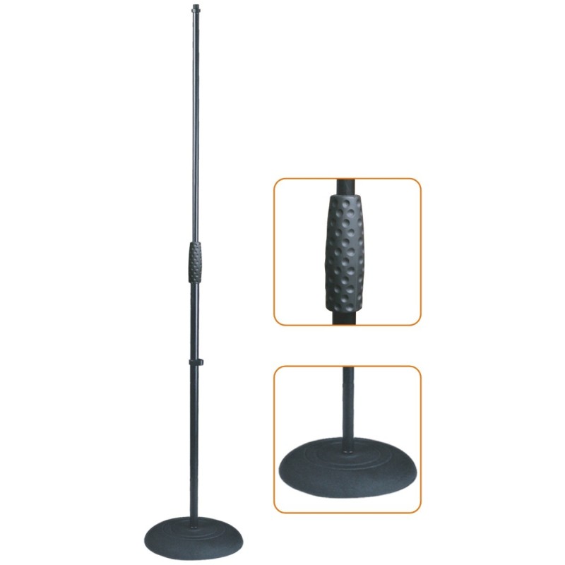 SOPORTE MICRÓFONO RECTO CON BASE REDONDA DE HIERRO FUNDIDO | MÚSICA BILBAO