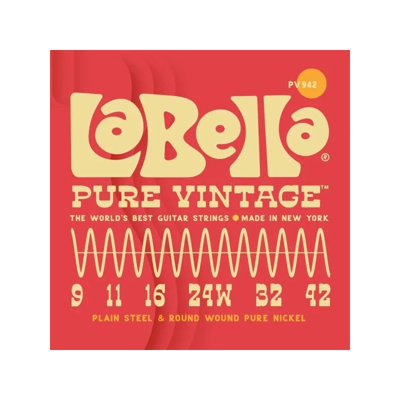 JUEGO DE CUERDAS LA BELLA PARA GUITARRA ELÉCTRICA PURE VINTAGE 9-42