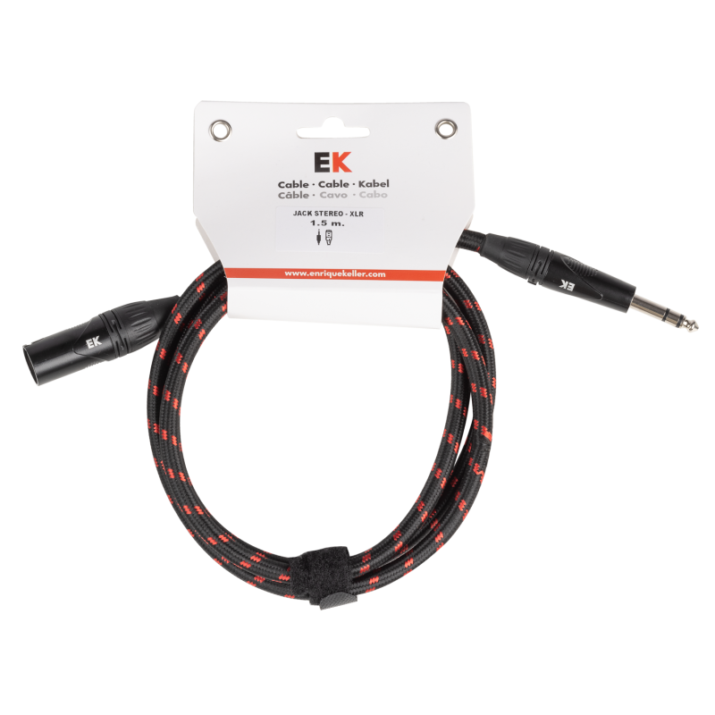 CABLE EK AUDIO JACK ESTÉREO - XLR MACHO DE TELA TRENZADA 1,5m