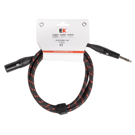 CABLE EK AUDIO JACK ESTÉREO - XLR MACHO DE TELA TRENZADA 1,5m