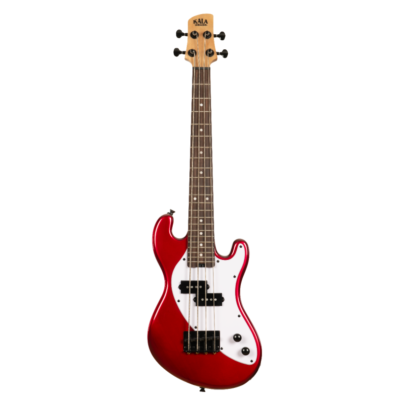 UKELELE KALA U-BASS DE CUERPO MACIZO ROJO DE 4 CUERDAS