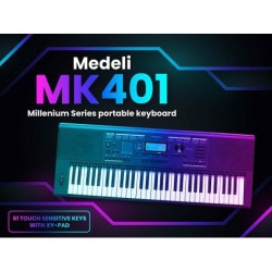 TECLADO MEDELI DE 61 TECLAS NEGRO MK401 (pack de 2)