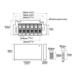 TRÉMOLO WILKINSON 2-PUNTOS PASO 10,8mm NEGRO | MÚSICA BILBAO