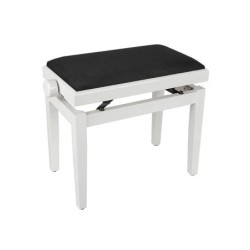 BANCO PIANO BOSTON AJUSTABLE BLANCO BRILLANTE TERCIOPELO