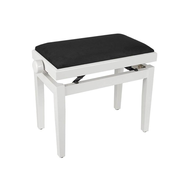 BANCO PIANO BOSTON AJUSTABLE BLANCO BRILLANTE TERCIOPELO
