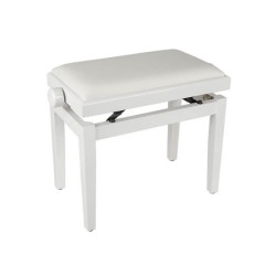 BANCO PIANO BOSTON AJUSTABLE BLANCO BRILLANTE TERCIOPELO BLANCO