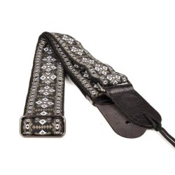 CORREA GAUCHO SERIE TRADICIONAL PARA GUITARRA 50mm CUERO BLANCO Y GRIS | MÚSICA BILBAO