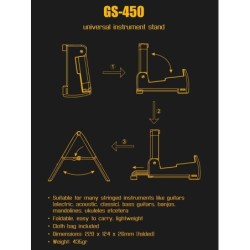 Soporte universal Boston plegable modelo A negro | MÚSICA BILBAO