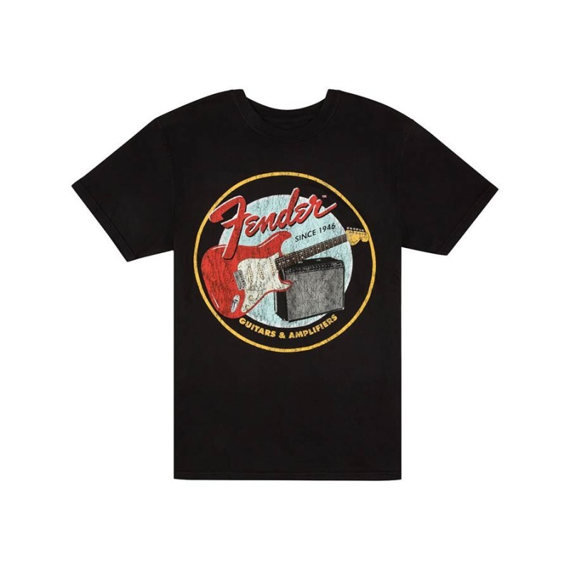 Camiseta Fender 1946 negra vintage L